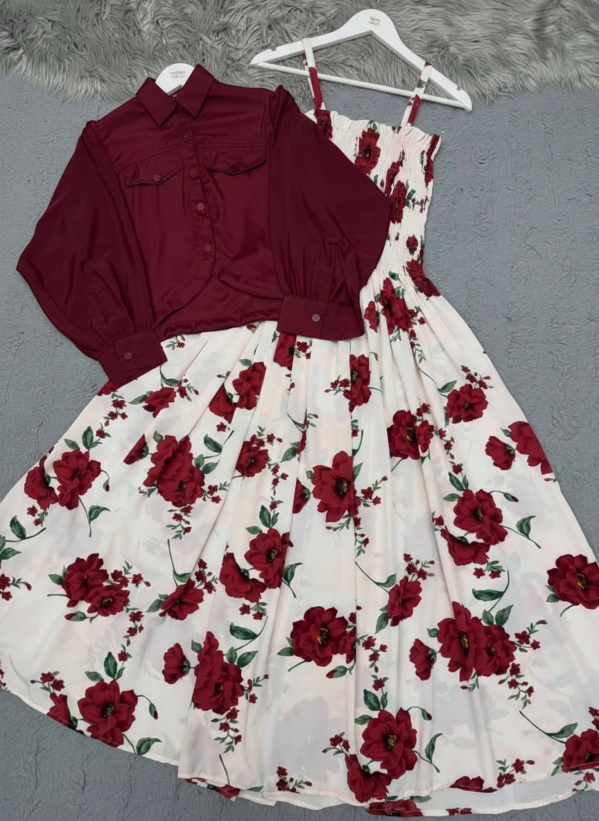 💖Printed Flower 2-Piece Maxi 🌟 -D:2004✨