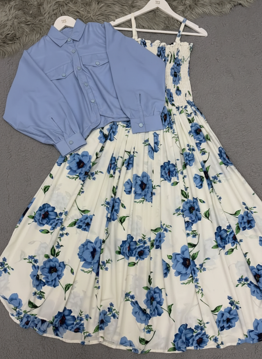 💖Printed Flower 2-Piece Maxi 🌟 -D:2004✨