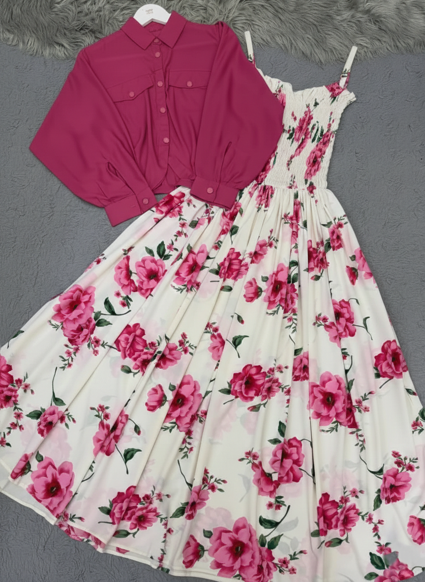 💖Printed Flower 2-Piece Maxi 🌟 -D:2004✨