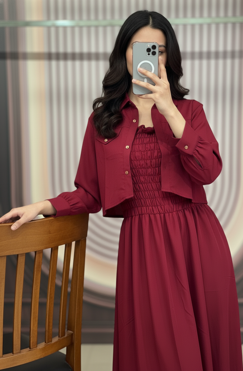 2 Piece Maxi Full Statchable & With Attractive Colors👗  -D:2003