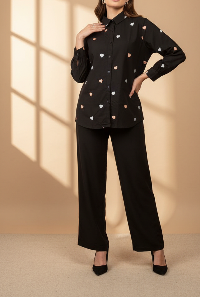 2 Piece Embroided Heart Suit 👗✨