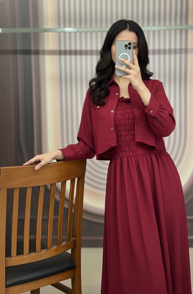 2 Piece Maxi Full Statchable & With Attractive Colors👗  -D:2003