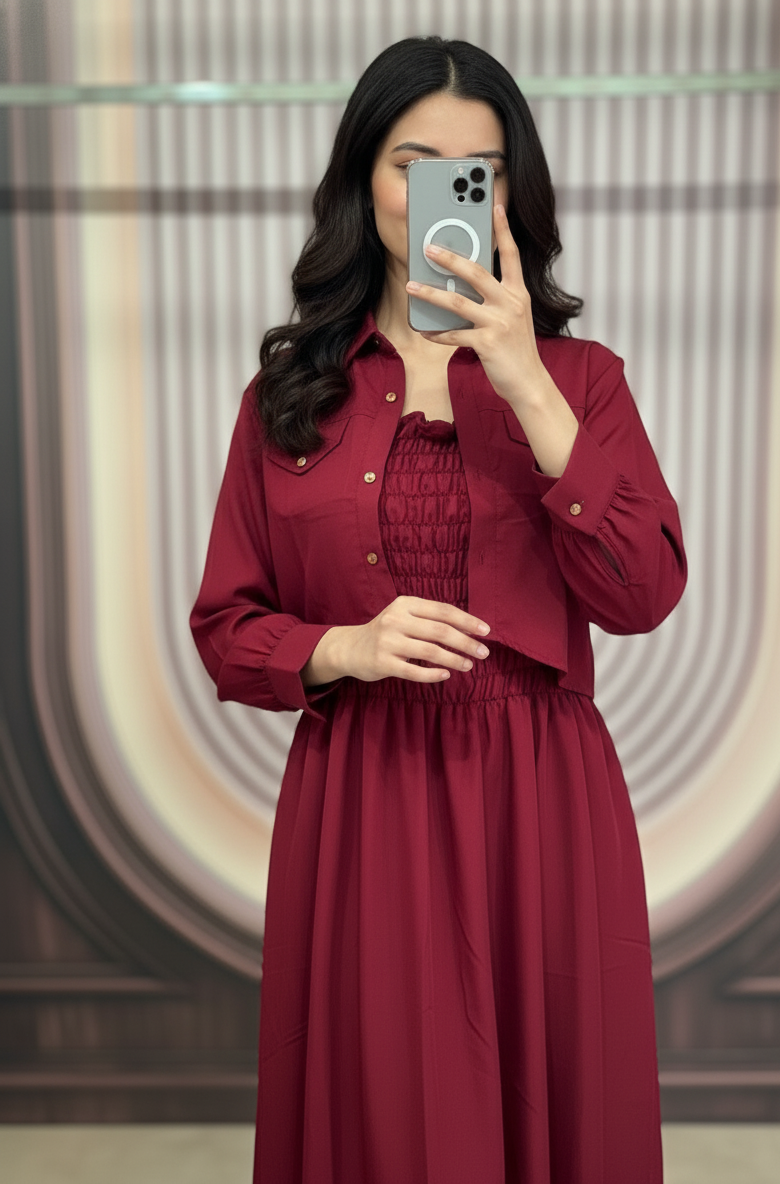 2 Piece Maxi Full Statchable & With Attractive Colors👗  -D:2003