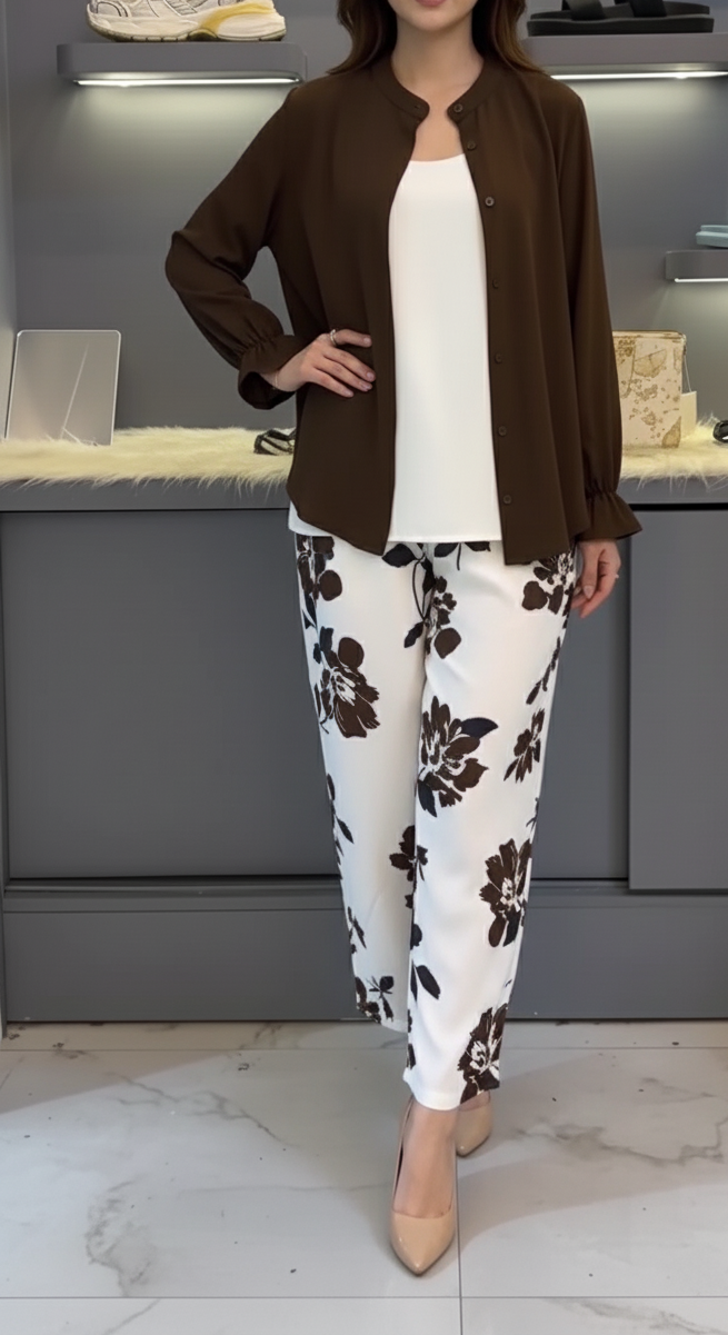 Elegant 3Pc Suit ✨🤍 Simple Western Style 🌸👖) D:2007