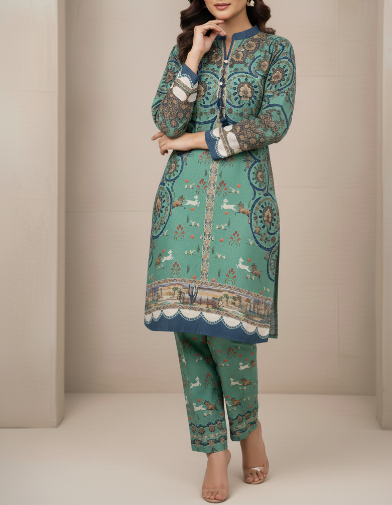 Christmas Theme 2-Piece Co-ord Set Khaddar💖✨