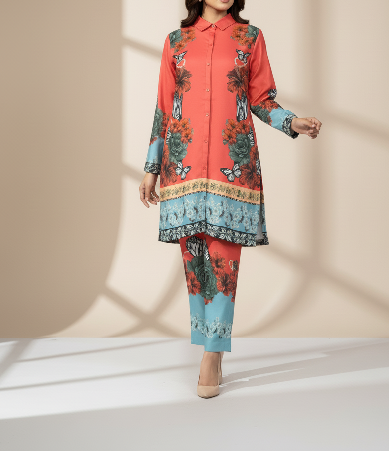 Elegant Printed Flower 2-Piece Co-ord Set Khaddar💖✨