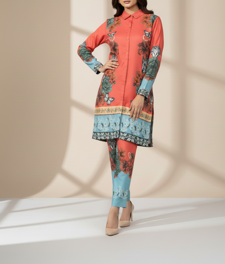 Elegant Printed Flower 2-Piece Co-ord Set Khaddar💖✨