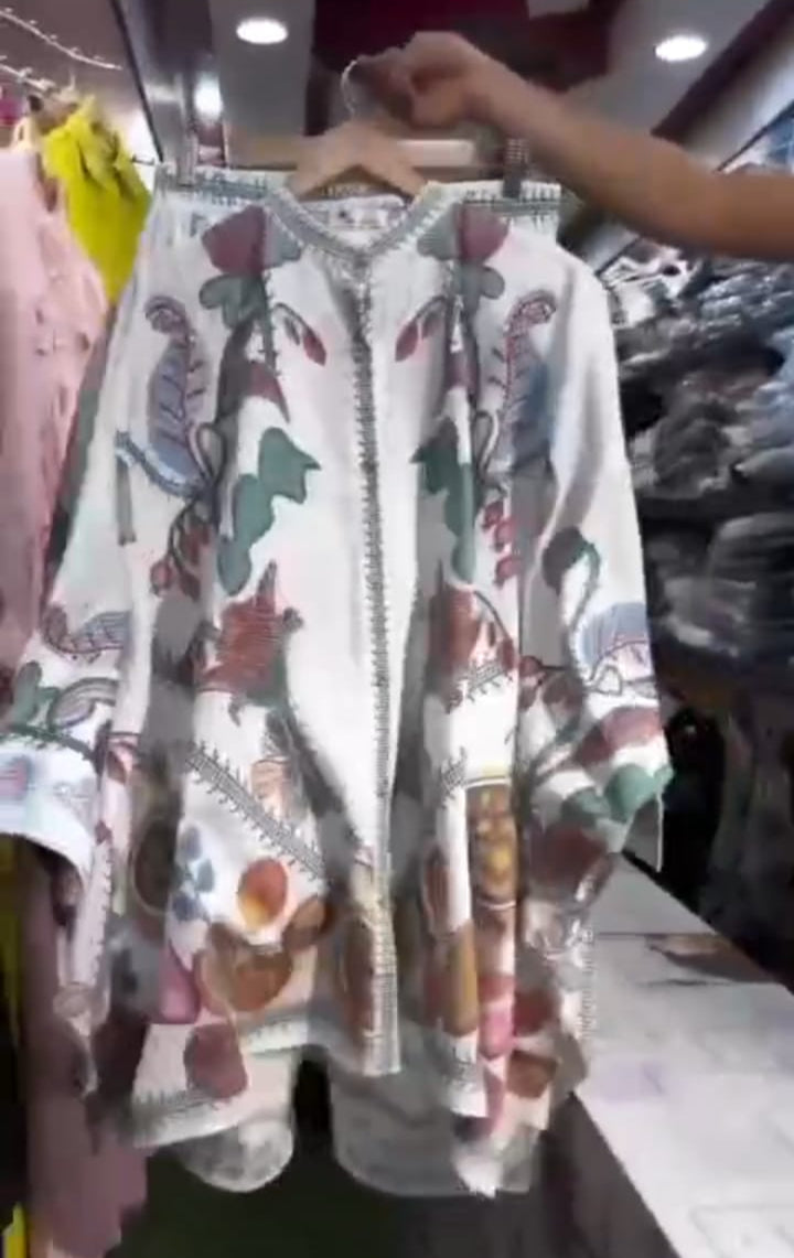 Poncho Style 2Pc Degital Printed Dress