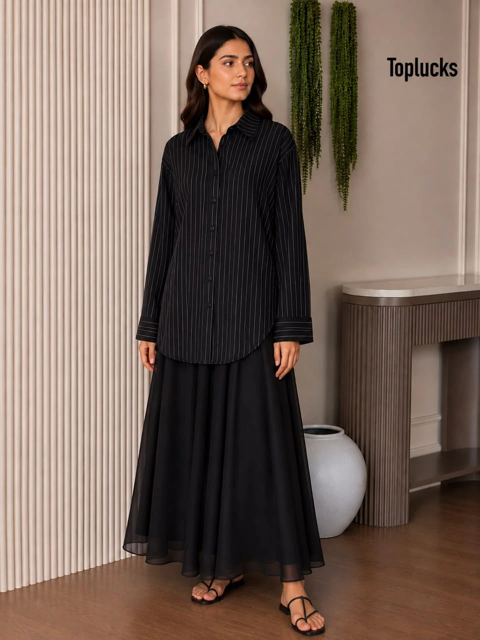 Luxe Pinstripe Skirt Co-Ord Set