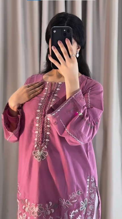 🌸 Rosy Elegance Embroidered 2-Piece Suit