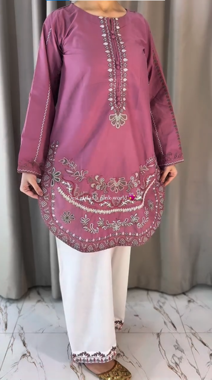 🌸 Rosy Elegance Embroidered 2-Piece Suit